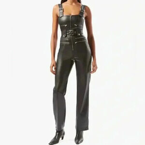 NWT WeWoreWhat Vegan Leather Moto Overalls